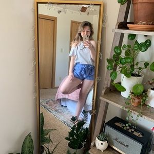 Blue and white striped shorts